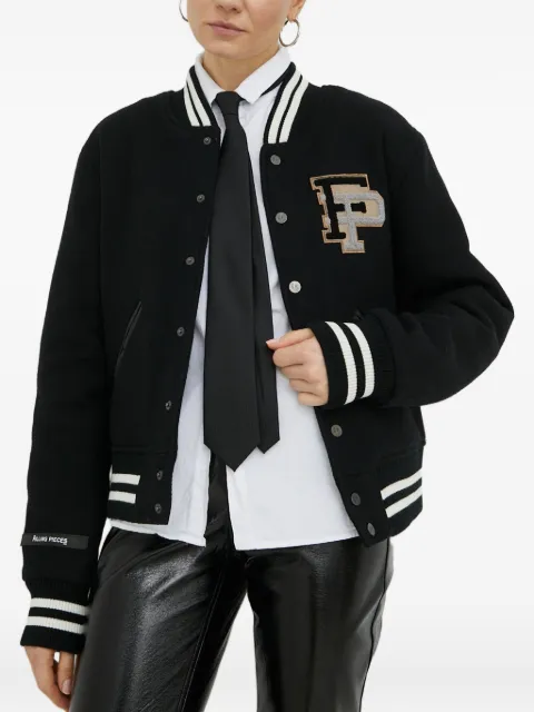 Filling Pieces varsity-style logo-patch bomber jacket Black 81422201863