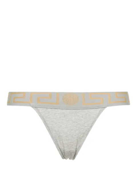 Versace Greca-waistband jersey thong Grey AUD010421A09500