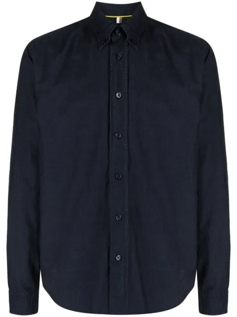 BOSS long-sleeve cotton corduroy shirt Blue 50503270