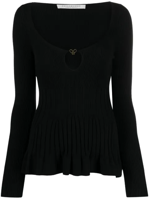 Philosophy Di Lorenzo Serafini logo-plaque ribbed-knit top Black A09320704