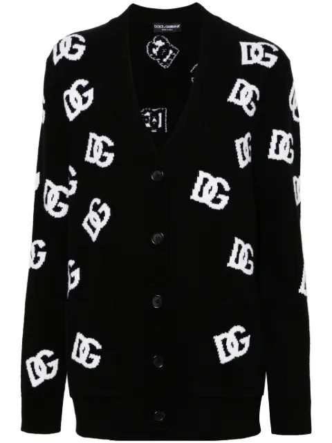 Dolce & Gabbana logo-intarsia virgin wool cardigan Black FXJ36TJAWU0N0004