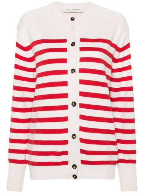 Philosophy Di Lorenzo Serafini logo-embroidered striped cardigan Neutrals A09240706