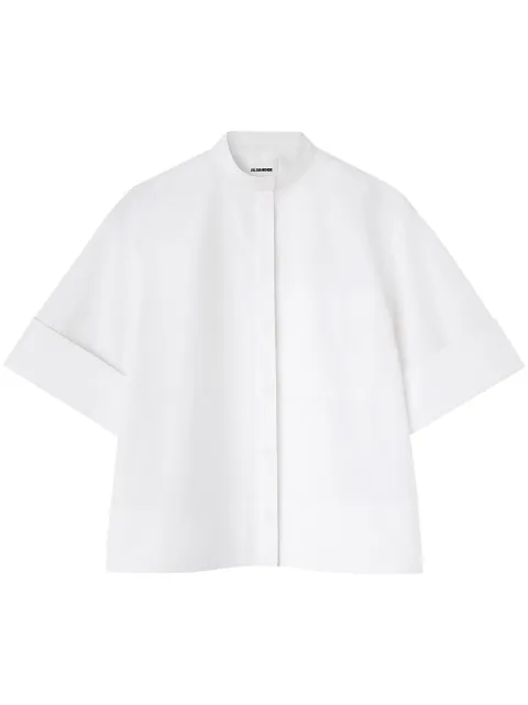 Jil Sander band-collar cotton-poplin shirt White J02DL0163J45202