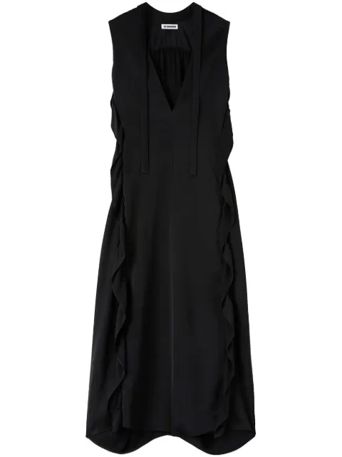 Jil Sander ruffle-trim satin maxi dress Black J02CT0299J65022