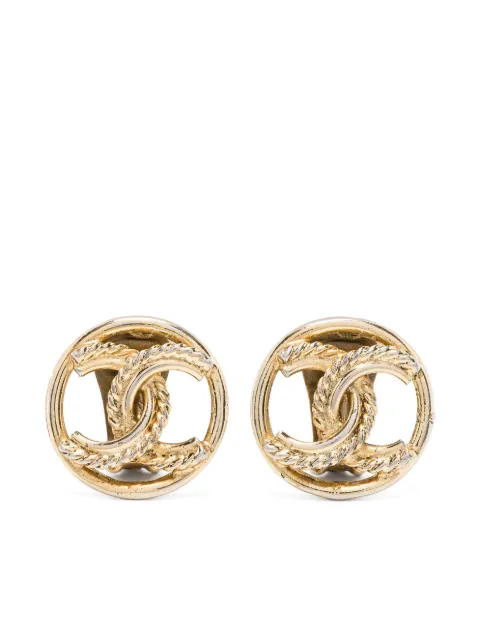 CHANEL Pre-Owned 1970s CC-logo clip-on earrings Gold 1501473