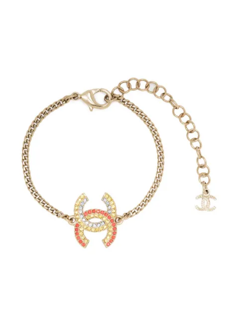 CHANEL Pre-Owned 2000s CC-logo rhinestone-embellished bracelet Gold 1501434