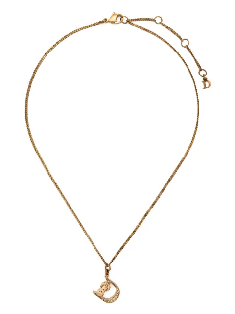 Christian Dior Pre-Owned 1990s D Saddle-pendant necklace Gold 1501451