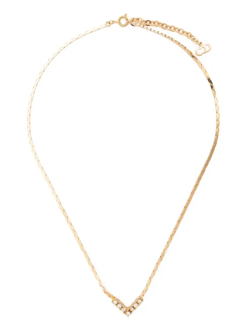 Christian Dior Pre-Owned 1990s rhinestone-embellished V-detail necklace Gold 1501452