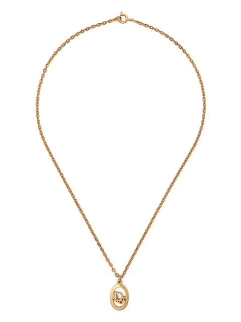 Christian Dior Pre-Owned 1980s polished logo-pendant necklace Gold 1501455