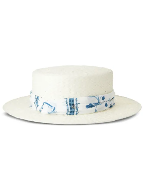 Maison Michel Kiki straw boater hat White 1041136001