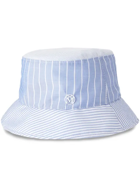 Maison Michel Jason striped cotton bucket hat White 2072057001