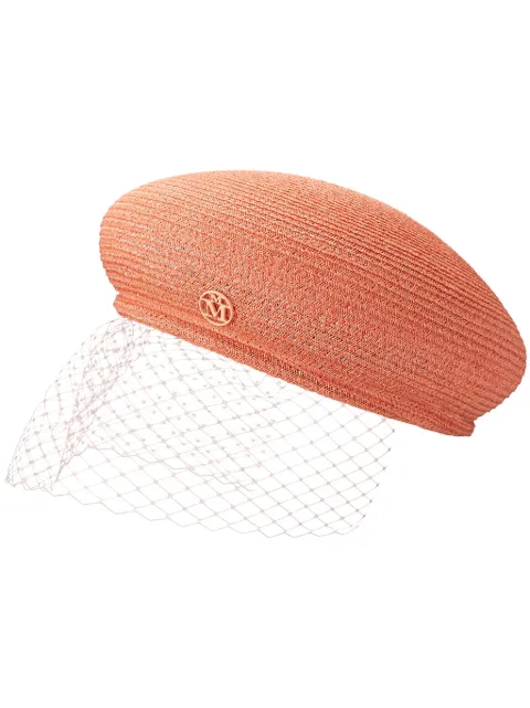 Maison Michel New Bonnie veil-detail beret Orange 1088025002