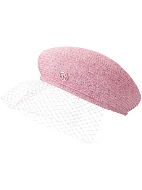 Maison Michel New Bonnie veil-detail beret Pink 1088025003