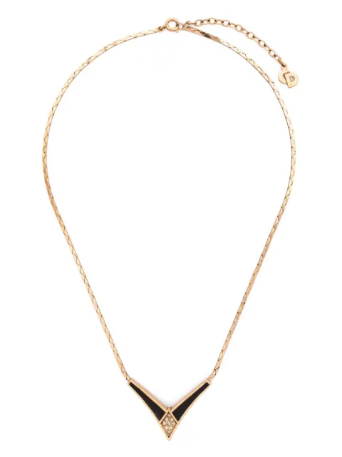 Christian Dior Pre-Owned 1990s V-detail flat-chain necklace Gold 1501461