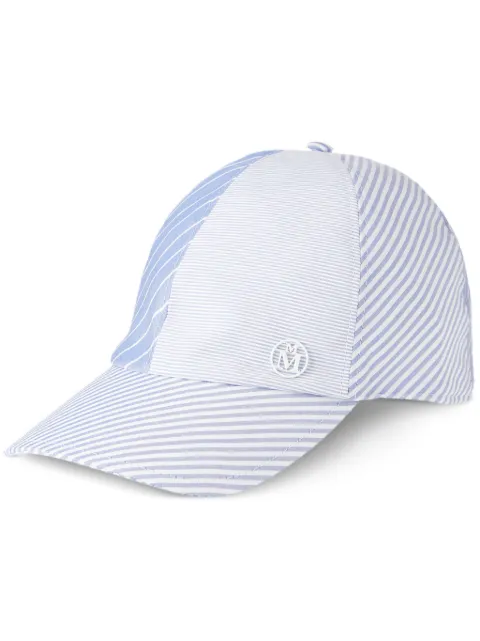 Maison Michel Tiger striped cotton cap Blue 2215065001