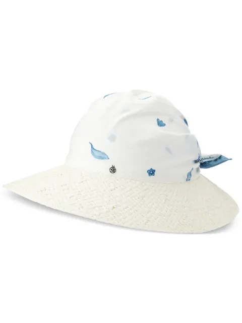 Maison Michel Linette floral-print visor hat White 2541001001