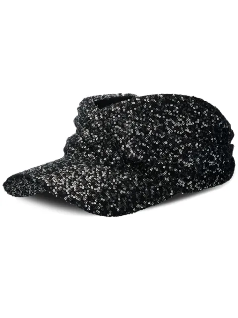 Maison Michel Nicky sequin-embellished visor hat Black 2546002001