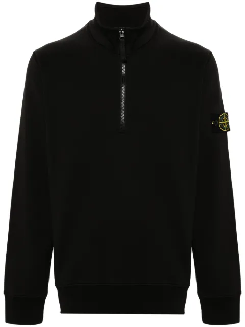 Stone Island Compass-patch zip-up black sweatshirt Black L2S156100070S0051