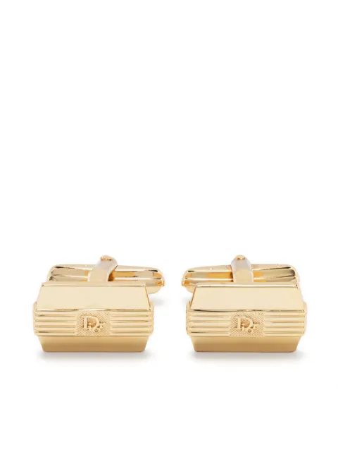 Christian Dior Pre-Owned 1980s logo-embossed polished cufflinks Gold 1501448
