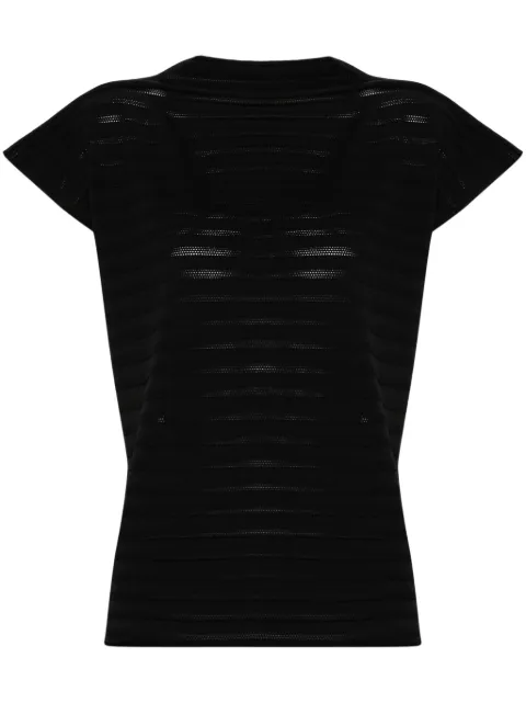 Pleats Please Issey Miyake mesh knitted top Black PP46KK861