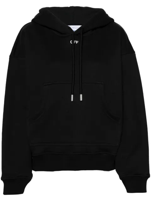 Off-White logo-embroidered cotton hoodie Black OWBB061C99FLE0011001