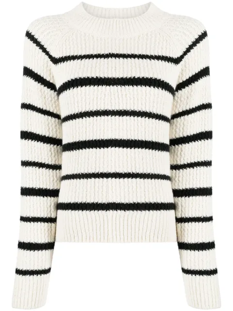 Vince striped ribbed-knit jumper White V999779532
