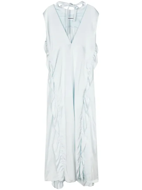 Jil Sander ruffle-trim satin maxi dress Blue J02CT0299J65022
