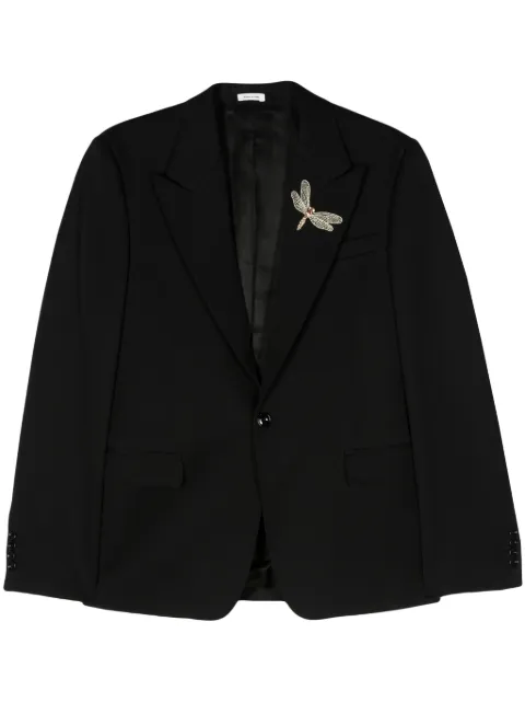 Alexander McQueen embroidered-motif single-breasted blazer Black 774855QUAAG