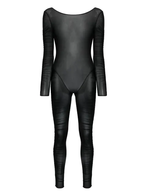 Maison Close Nuit Fauve naked-back long-sleeves jumpsuit Black 562121