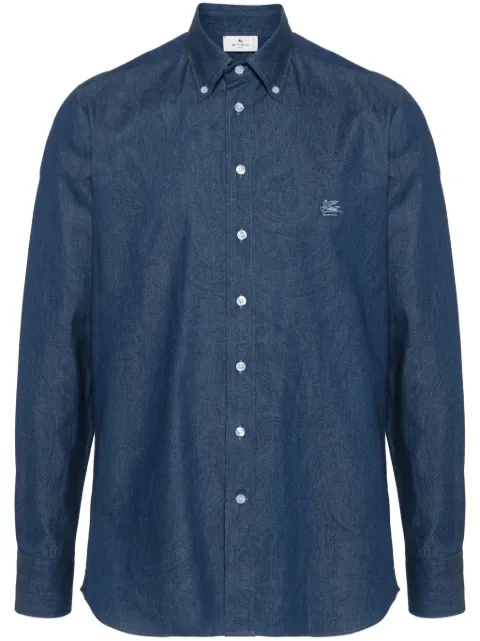 ETRO Paisley washed denim shirt Blue MRIB000499SA531
