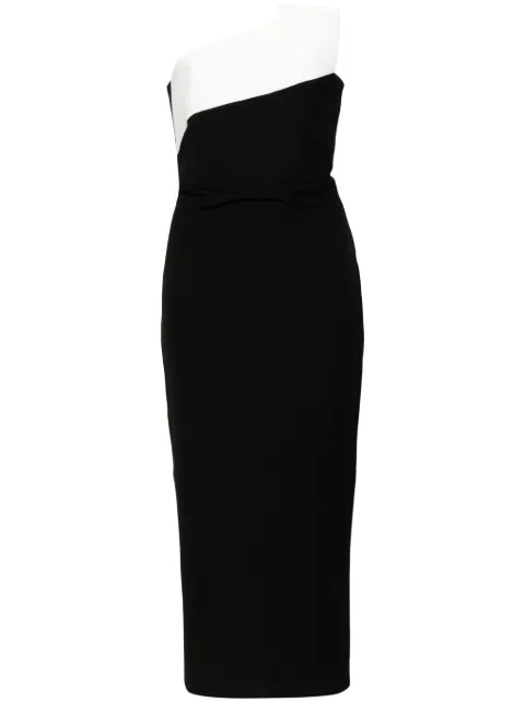Roland Mouret drape-detailed crepe midi dress Black RMRS24003