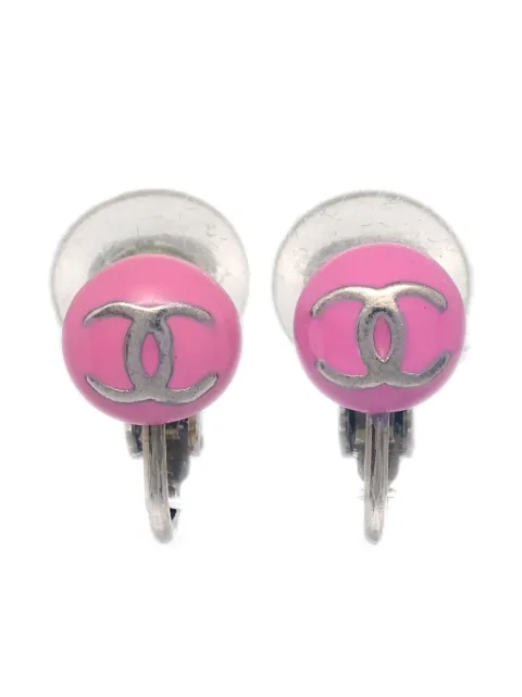 CHANEL Pre-Owned 2003 CC-logo button clip-on earrings Silver ER03C