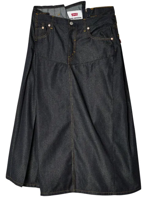 Junya Watanabe asymmetric denim midi skirt Blue JMS102