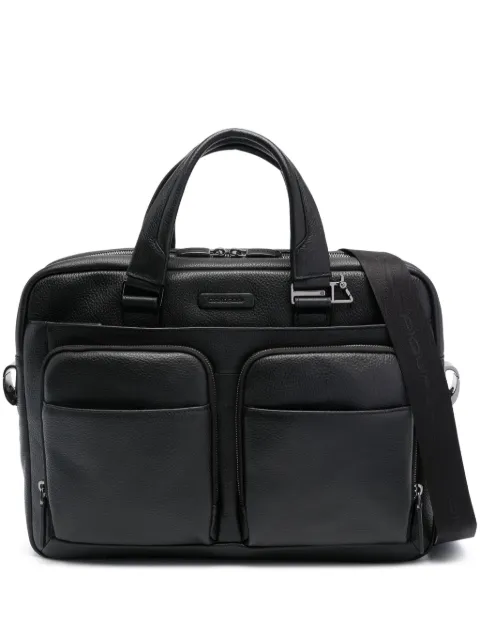 PIQUADRO logo-plaque leather briefcase Black CA2849MOS
