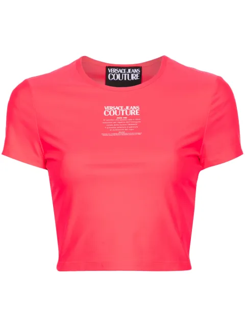 Versace Jeans Couture logo-print cropped T-shirt Pink 76HAH602J0128