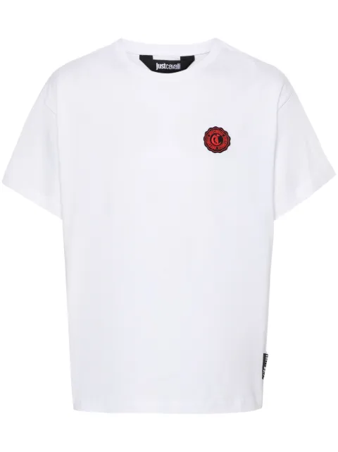 Just Cavalli logo-patch cotton T-shirt White 76OAH6O1J0001