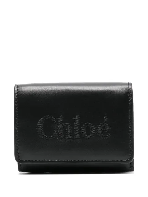 Chloé embroidered-logo leather wallet Black CHC23AP875I10001
