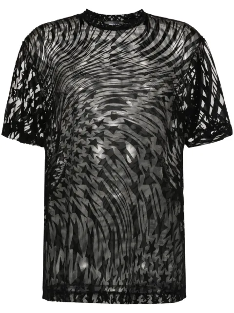 Mugler flocked-print T-shirt Black 24P1TS0099478