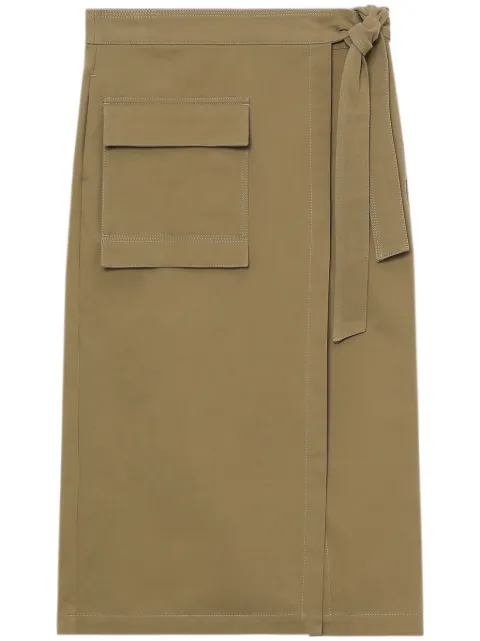 Closed tie-fastening cotton midi skirt Neutrals C9362223I22