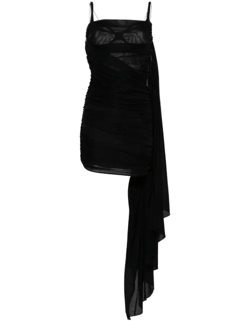 Mugler open-back draped minidress Black 24P1RO1562695