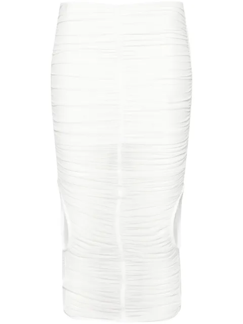 Mugler mesh ruched midi skirt White 24P1JU0522595