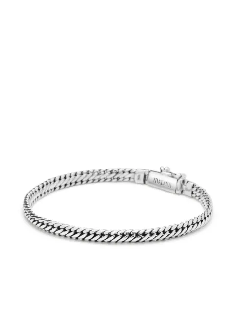 Nialaya Jewelry logo-engraved chain bracelet Silver MSP055