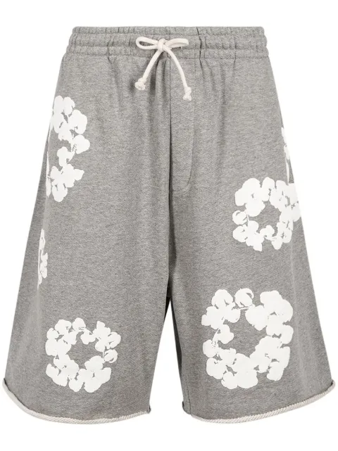 Denim Tears drawstring "Cotton Wreath" track shorts Grey DT05