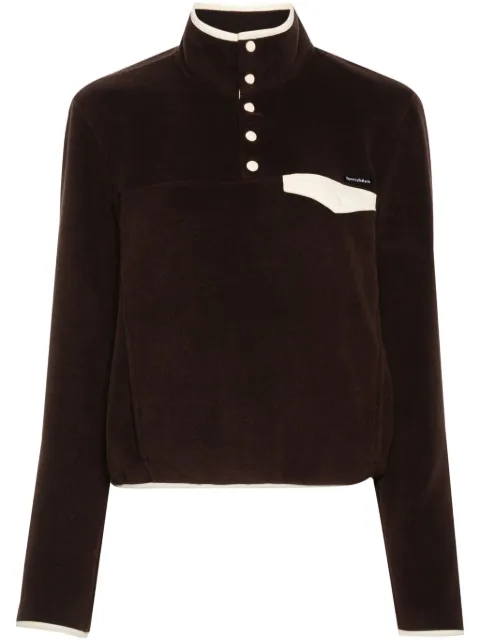Sporty & Rich appliqué-logo fleece jumper Brown QZAW234CH2