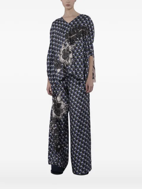 Biyan print-appliqué silk blouse Blue BBFW23017