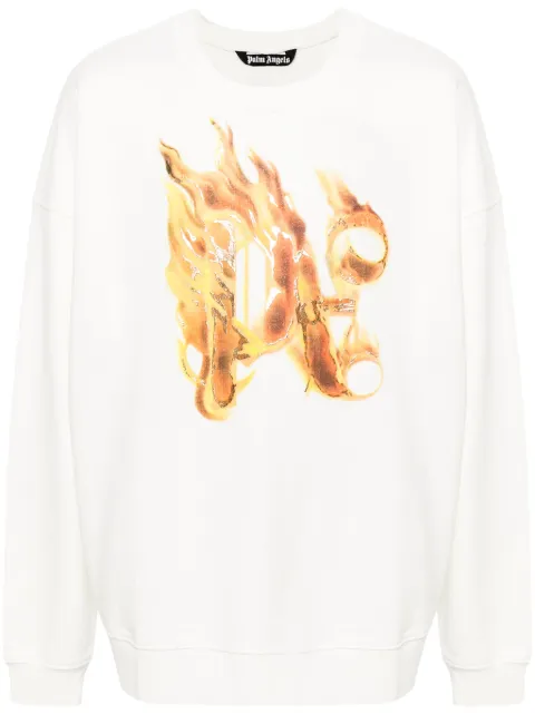 Palm Angels logo-flame print sweatshirt Neutrals PMBA074R24FLE0040376