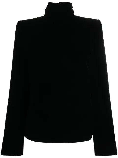 Saint Laurent high-neck velvet blouse Black 770529Y1H02