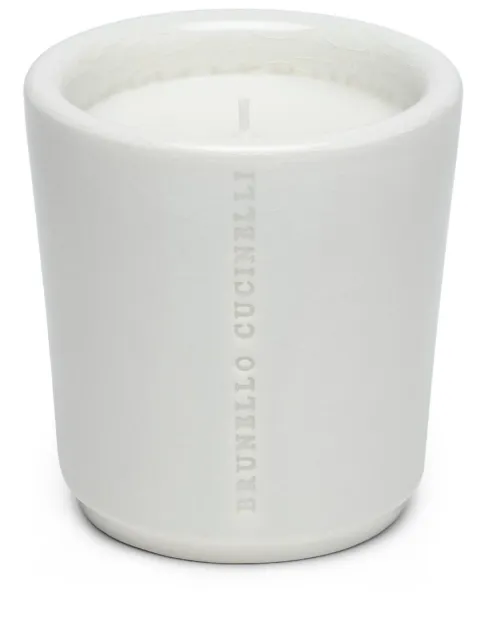 Brunello Cucinelli logo-embossed wax candle White MLCANDBC1C159