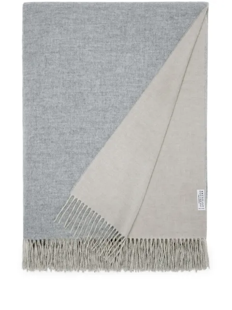 Brunello Cucinelli fringed cashmere blanket Grey MPAG90252LC001