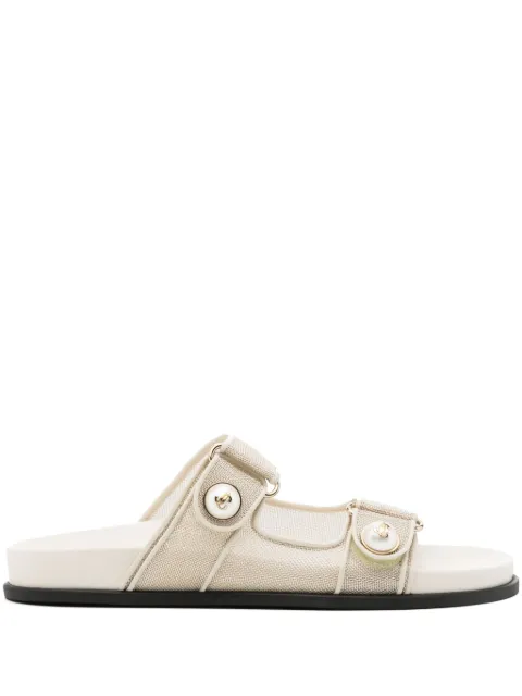 Jimmy Choo Fayence metallic mesh slides Neutrals FAYENCESANDALCJM